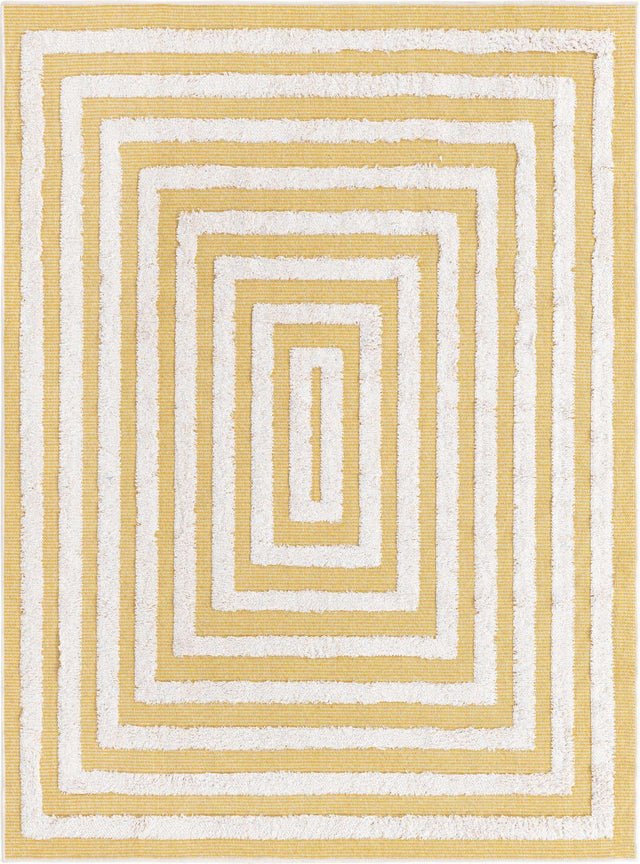 Yellow 4' 5 x 6' Sabrina Soto Casa Rectangle Area Rug 100% Cotton Geometric Pattern All Natural Material Eco Friendly Carpet for Sale at Rug Engine