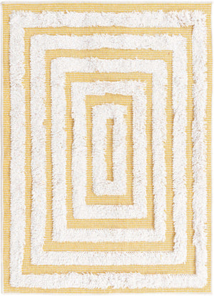 Yellow 2' 3 x 3' Sabrina Soto Casa Rectangle Area Rug 100% Cotton Geometric Pattern All Natural Material Eco Friendly Carpet for Sale at Rug Engine