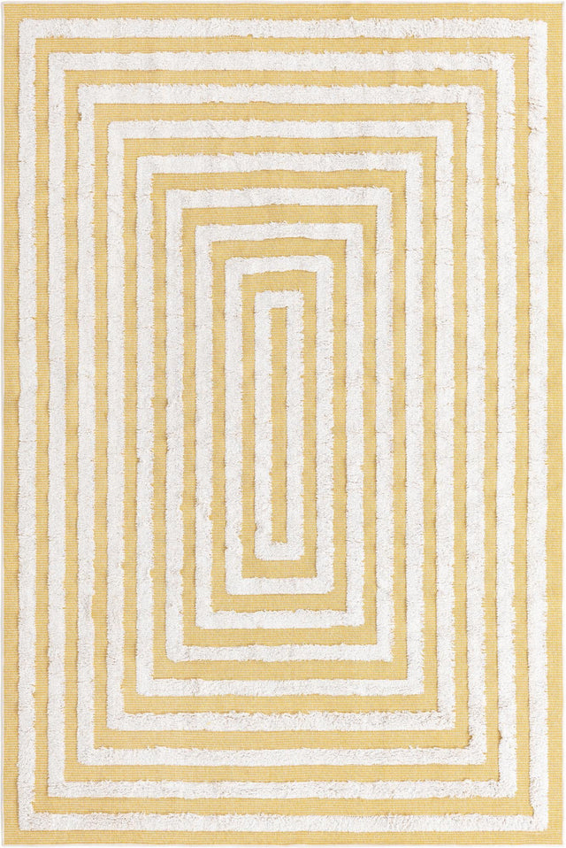 Yellow 1' 3 x 1' 4 Sabrina Soto Casa Sample Area Rug 100% Cotton Geometric Pattern All Natural Material Eco Friendly Carpet for Sale at Rug Engine