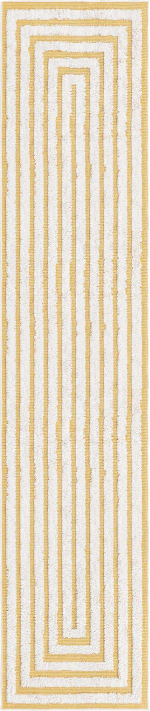 Yellow 2' 7 x 12' Sabrina Soto Casa Runner Area Rug 100% Cotton Geometric Pattern All Natural Material Eco Friendly Carpet for Sale at Rug Engine