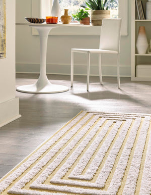 Yellow 2' 7 x 12' Sabrina Soto Casa Runner Area Rug 100% Cotton Geometric Pattern All Natural Material Eco Friendly Carpet for Sale at Rug Engine