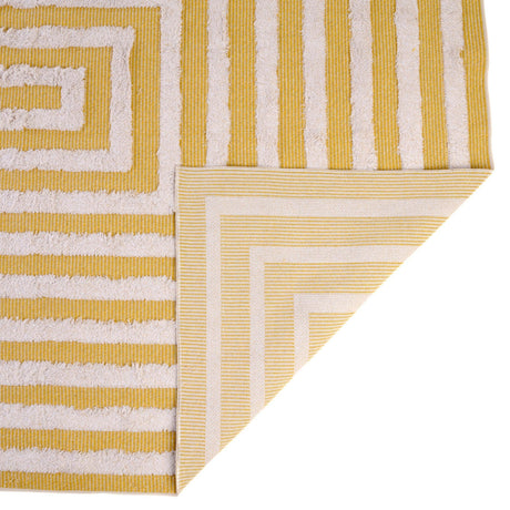 Yellow 2' 7 x 12' Sabrina Soto Casa Runner Area Rug 100% Cotton Geometric Pattern All Natural Material Eco Friendly Carpet for Sale at Rug Engine