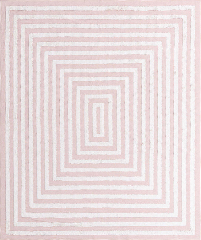 Pink 8' 3 x 10' Sabrina Soto Casa Rectangle Area Rug 100% Cotton Geometric Pattern All Natural Material Eco Friendly Carpet for Sale at Rug Engine