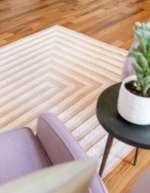 Pink 8' 3 x 10' Sabrina Soto Casa Rectangle Area Rug 100% Cotton Geometric Pattern All Natural Material Eco Friendly Carpet for Sale at Rug Engine