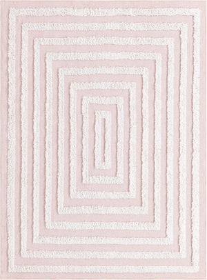 Pink 4' 5 x 6' Sabrina Soto Casa Rectangle Area Rug 100% Cotton Geometric Pattern All Natural Material Eco Friendly Carpet for Sale at Rug Engine