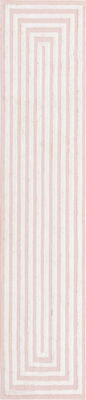 Pink 2' 7 x 12' Sabrina Soto Casa Runner Area Rug 100% Cotton Geometric Pattern All Natural Material Eco Friendly Carpet for Sale at Rug Engine