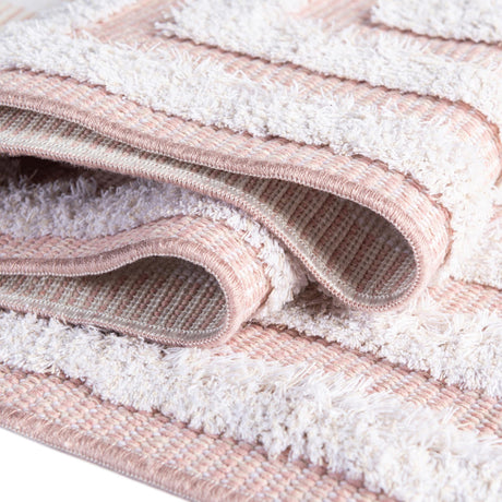 Pink 2' 7 x 12' Sabrina Soto Casa Runner Area Rug 100% Cotton Geometric Pattern All Natural Material Eco Friendly Carpet for Sale at Rug Engine