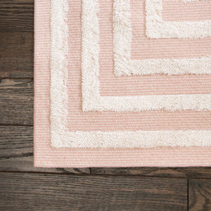 Pink 2' 7 x 12' Sabrina Soto Casa Runner Area Rug 100% Cotton Geometric Pattern All Natural Material Eco Friendly Carpet for Sale at Rug Engine
