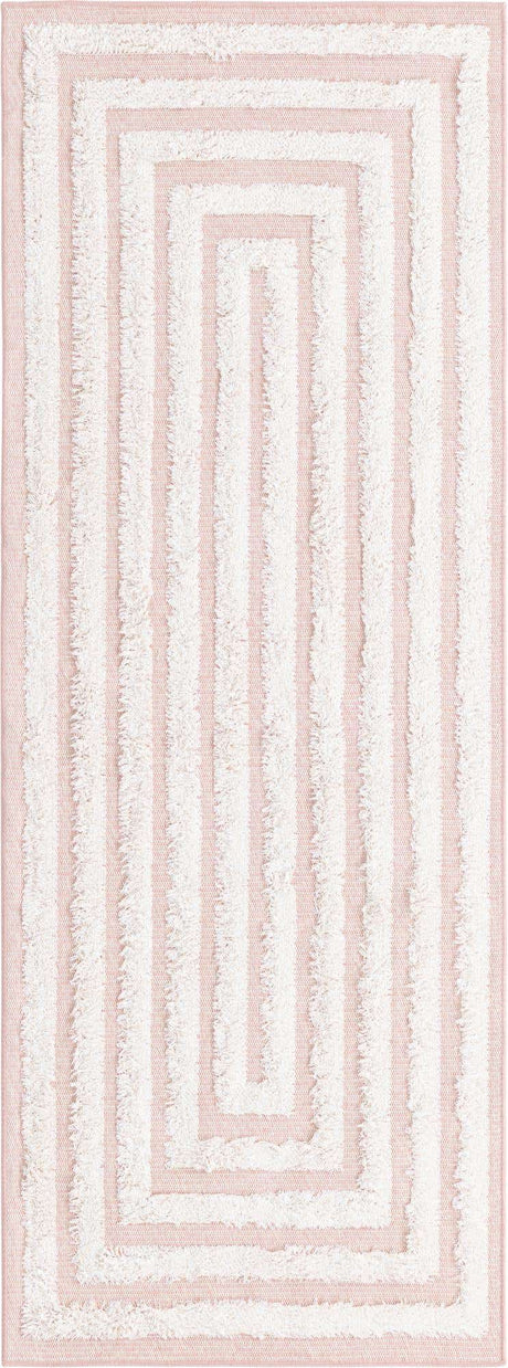 Pink 2' 3 x 6' Sabrina Soto Casa Runner Area Rug 100% Cotton Geometric Pattern All Natural Material Eco Friendly Carpet for Sale at Rug Engine