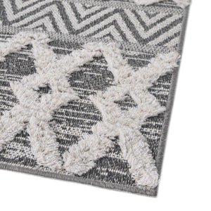Anthracite Gray 4' 5 x 6' Sabrina Soto Casa Rectangle Area Rug 100% Cotton Geometric Pattern All Natural Material Eco Friendly Carpet for Sale at Rug Engine