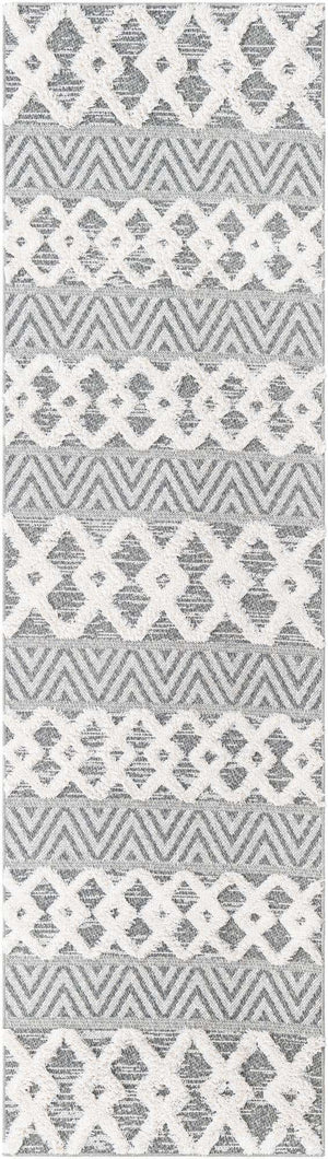 Anthracite Gray 2' 3 x 8' Sabrina Soto Casa Runner Area Rug 100% Cotton Geometric Pattern All Natural Material Eco Friendly Carpet for Sale at Rug Engine