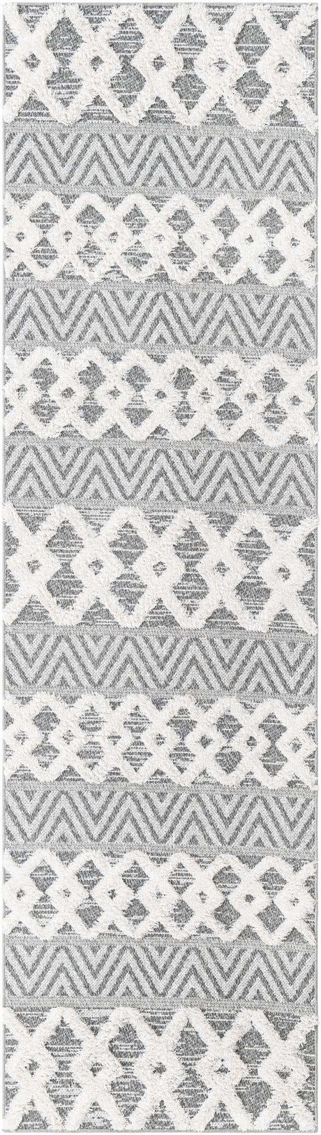 Anthracite Gray 2' 3 x 8' Sabrina Soto Casa Runner Area Rug 100% Cotton Geometric Pattern All Natural Material Eco Friendly Carpet for Sale at Rug Engine