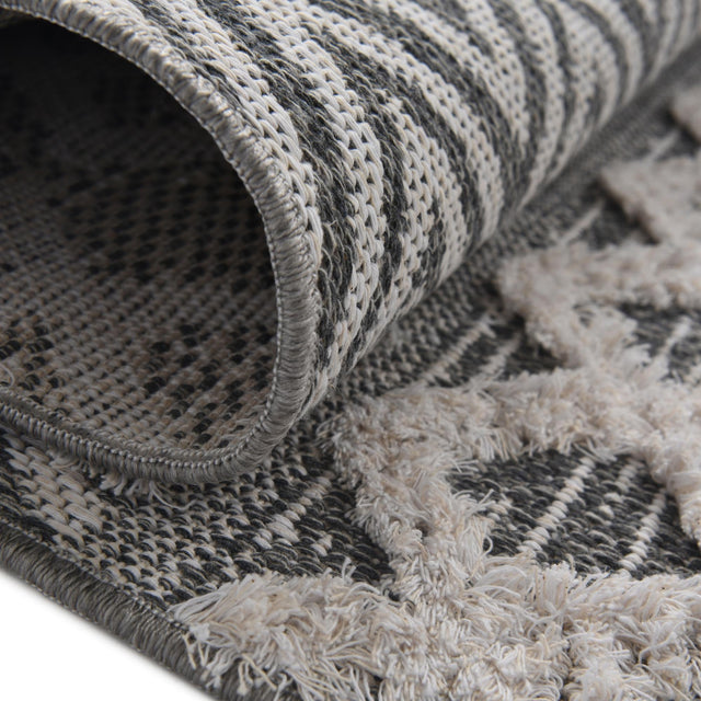 Anthracite Gray 2' 3 x 8' Sabrina Soto Casa Runner Area Rug 100% Cotton Geometric Pattern All Natural Material Eco Friendly Carpet for Sale at Rug Engine