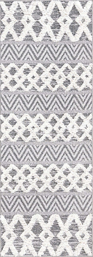 Anthracite Gray 2' 3 x 6' Sabrina Soto Casa Runner Area Rug 100% Cotton Geometric Pattern All Natural Material Eco Friendly Carpet for Sale at Rug Engine