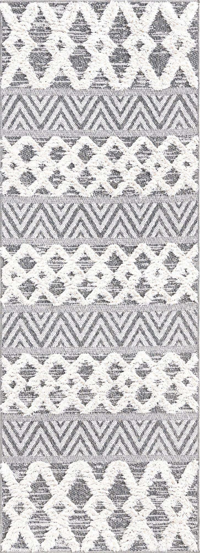 Anthracite Gray 2' 3 x 6' Sabrina Soto Casa Runner Area Rug 100% Cotton Geometric Pattern All Natural Material Eco Friendly Carpet for Sale at Rug Engine