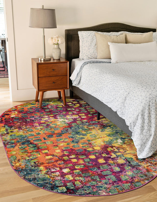 Multicolor 5' x 8' Jardin Oval Area Rug 100% Polypropylene With Cotton Backing Colorful & Vivid Modern Carpet for Home Decor for Sale at Rug Engine