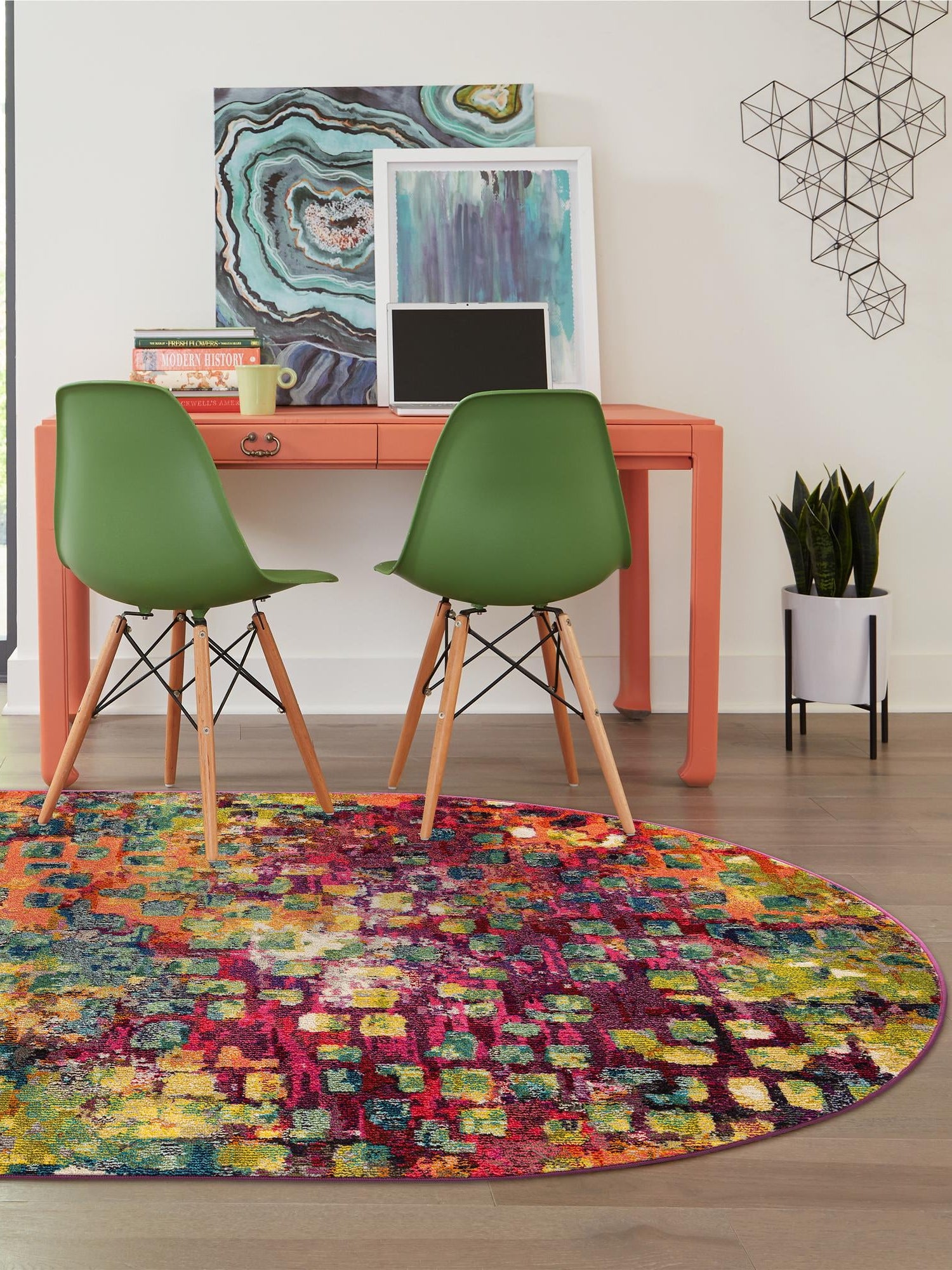Multicolor 5' x 8' Jardin Oval Area Rug 100% Polypropylene With Cotton Backing Colorful & Vivid Modern Carpet for Home Decor for Sale at Rug Engine