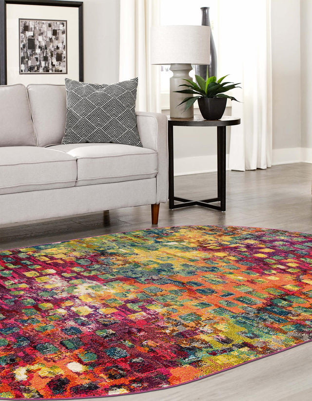 Multicolor 5' x 8' Jardin Oval Area Rug 100% Polypropylene With Cotton Backing Colorful & Vivid Modern Carpet for Home Decor for Sale at Rug Engine