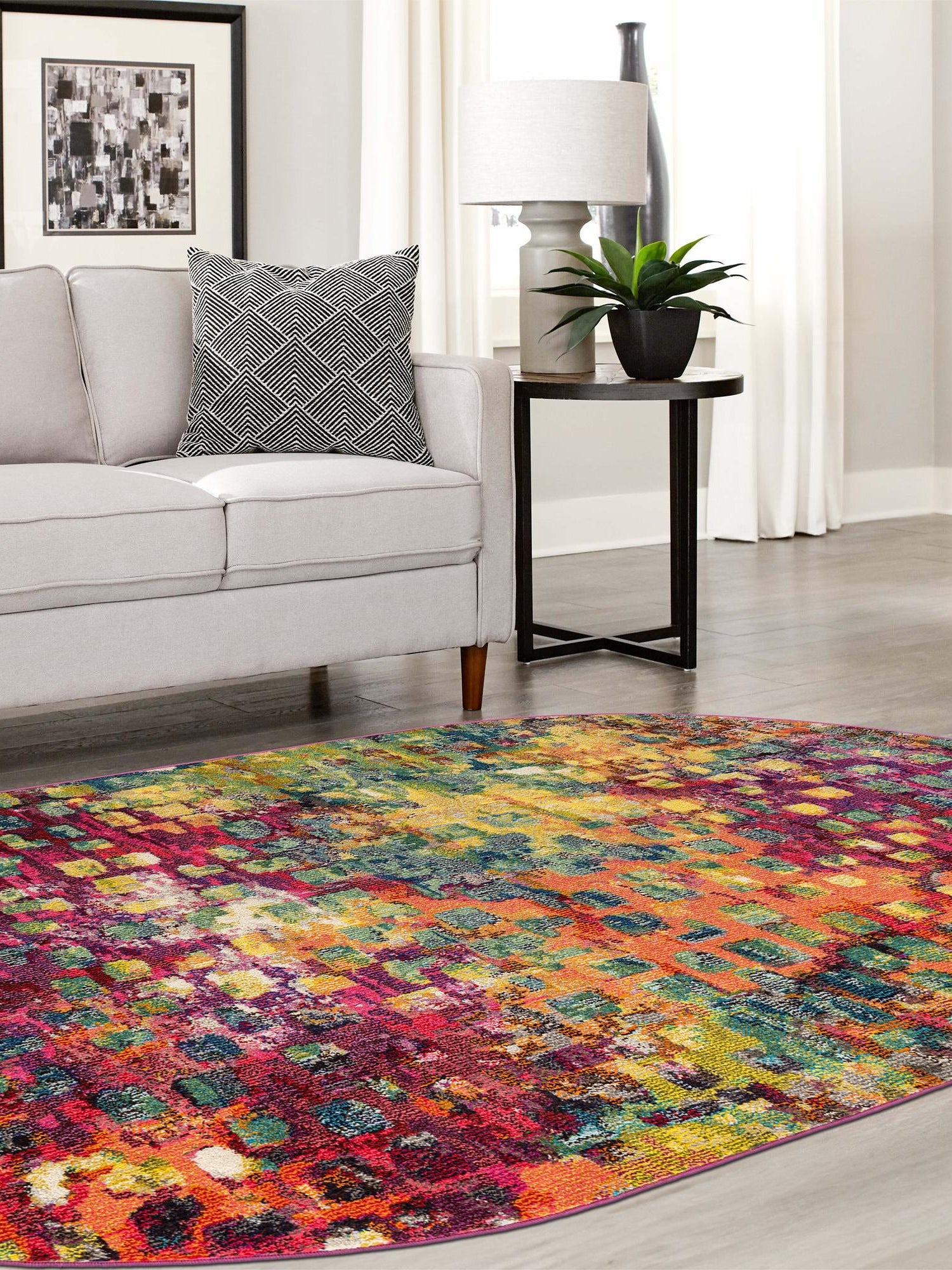 Multicolor 3' 3 x 5' 3 Jardin Oval Area Rug 100% Polypropylene With Cotton Backing Colorful & Vivid Modern Carpet for Home Decor for Sale at Rug Engine