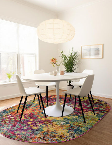 Multicolor 5' x 8' Jardin Oval Area Rug 100% Polypropylene With Cotton Backing Colorful & Vivid Modern Carpet for Home Decor for Sale at Rug Engine