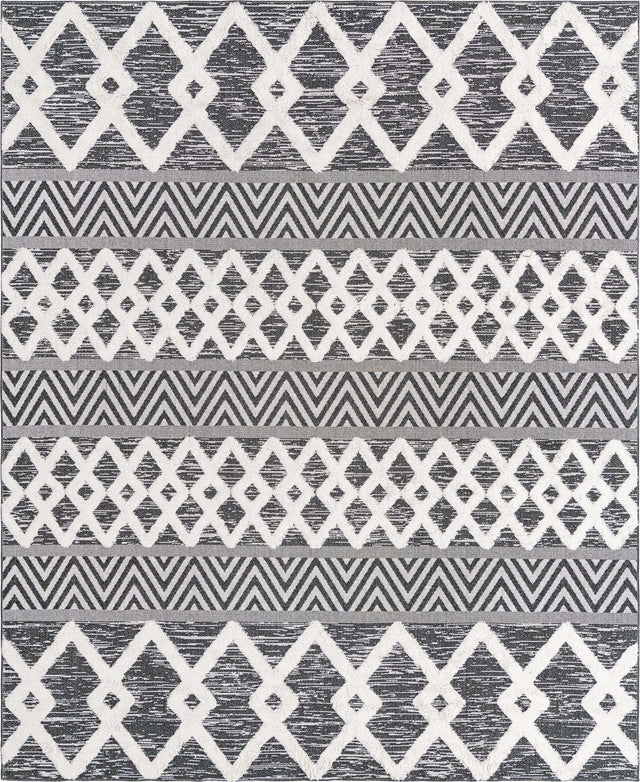 Black 8' 3 x 10' Sabrina Soto Casa Rectangle Area Rug 100% Cotton Geometric Pattern All Natural Material Eco Friendly Carpet for Sale at Rug Engine