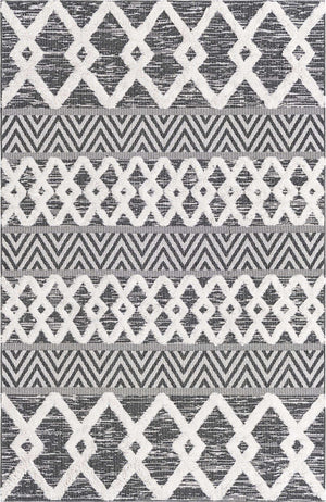 Black 6' 4 x 9' Sabrina Soto Casa Rectangle Area Rug 100% Cotton Geometric Pattern All Natural Material Eco Friendly Carpet for Sale at Rug Engine