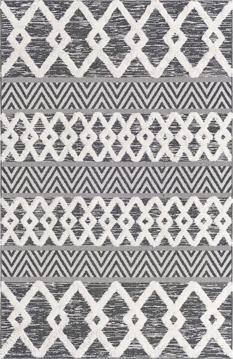 Black 6' 4 x 9' Sabrina Soto Casa Rectangle Area Rug 100% Cotton Geometric Pattern All Natural Material Eco Friendly Carpet for Sale at Rug Engine