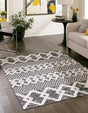 Black 6' 4 x 9' Sabrina Soto Casa Rectangle Area Rug 100% Cotton Geometric Pattern All Natural Material Eco Friendly Carpet for Sale at Rug Engine