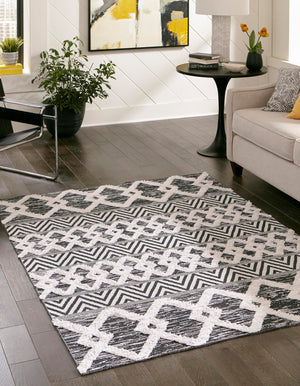Black 1' 3 x 1' 4 Sabrina Soto Casa Sample Area Rug 100% Cotton Geometric Pattern All Natural Material Eco Friendly Carpet for Sale at Rug Engine