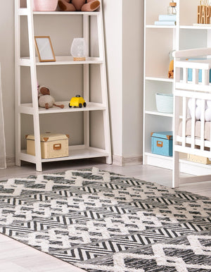 Black 9' 10 x 12' Sabrina Soto Casa Rectangle Area Rug 100% Cotton Geometric Pattern All Natural Material Eco Friendly Carpet for Sale at Rug Engine