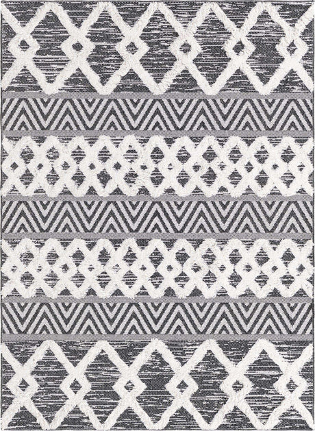 Black 4' 5 x 6' Sabrina Soto Casa Rectangle Area Rug 100% Cotton Geometric Pattern All Natural Material Eco Friendly Carpet for Sale at Rug Engine