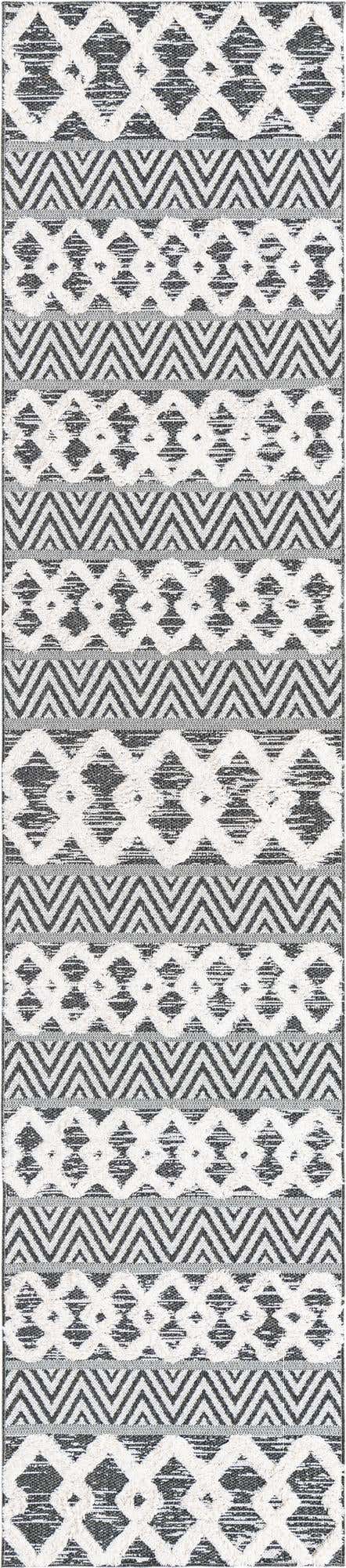 Black 2' 7 x 12' Sabrina Soto Casa Runner Area Rug 100% Cotton Geometric Pattern All Natural Material Eco Friendly Carpet for Sale at Rug Engine