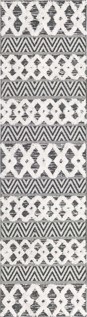 Black 2' 3 x 8' Sabrina Soto Casa Runner Area Rug 100% Cotton Geometric Pattern All Natural Material Eco Friendly Carpet for Sale at Rug Engine
