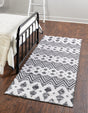 Black 2' 7 x 12' Sabrina Soto Casa Runner Area Rug 100% Cotton Geometric Pattern All Natural Material Eco Friendly Carpet for Sale at Rug Engine