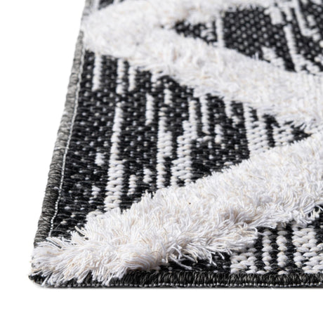 Black 2' 7 x 12' Sabrina Soto Casa Runner Area Rug 100% Cotton Geometric Pattern All Natural Material Eco Friendly Carpet for Sale at Rug Engine