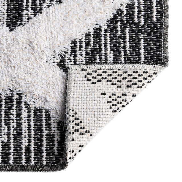 Black 2' 7 x 12' Sabrina Soto Casa Runner Area Rug 100% Cotton Geometric Pattern All Natural Material Eco Friendly Carpet for Sale at Rug Engine