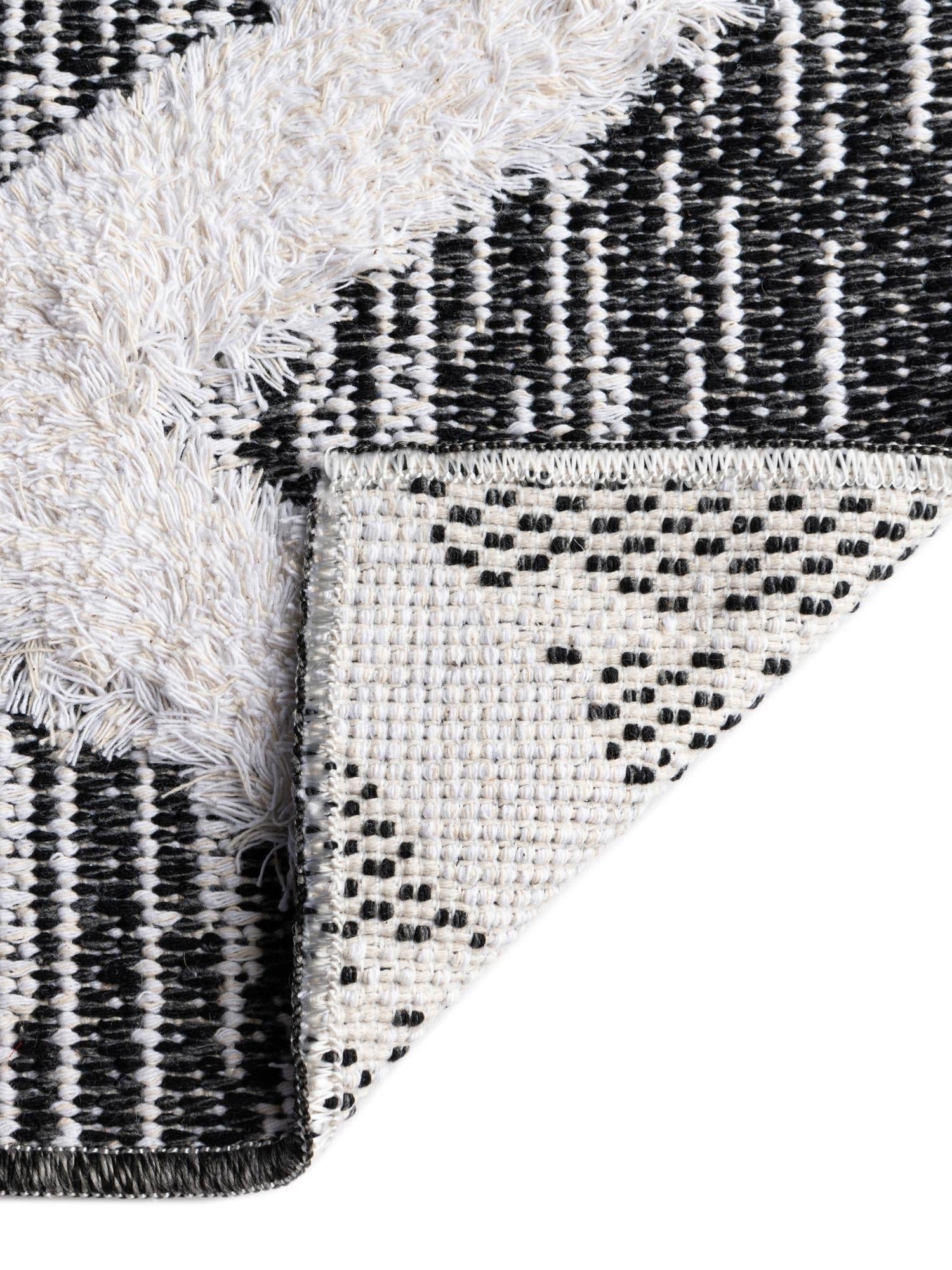 Black 2' 3 x 6' Sabrina Soto Casa Runner Area Rug 100% Cotton Geometric Pattern All Natural Material Eco Friendly Carpet for Sale at Rug Engine