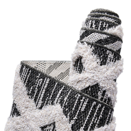 Black 2' 7 x 12' Sabrina Soto Casa Runner Area Rug 100% Cotton Geometric Pattern All Natural Material Eco Friendly Carpet for Sale at Rug Engine