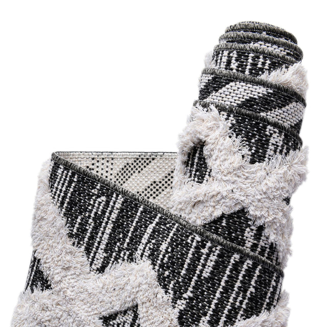 Black 2' 7 x 12' Sabrina Soto Casa Runner Area Rug 100% Cotton Geometric Pattern All Natural Material Eco Friendly Carpet for Sale at Rug Engine