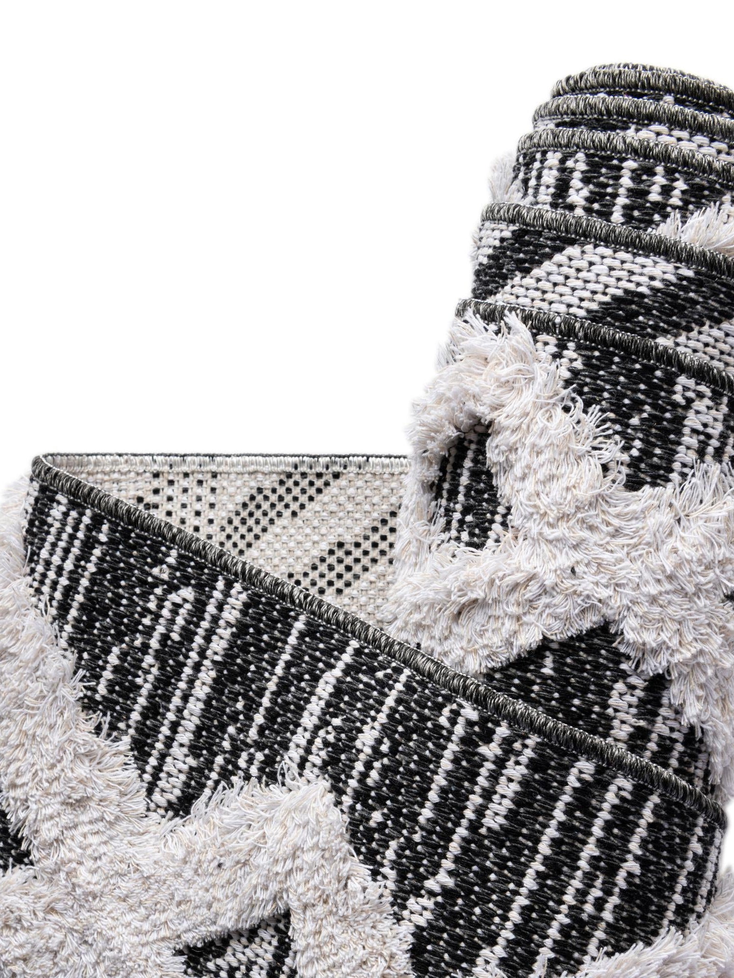 Black 2' 3 x 6' Sabrina Soto Casa Runner Area Rug 100% Cotton Geometric Pattern All Natural Material Eco Friendly Carpet for Sale at Rug Engine