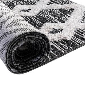 Black 2' 7 x 12' Sabrina Soto Casa Runner Area Rug 100% Cotton Geometric Pattern All Natural Material Eco Friendly Carpet for Sale at Rug Engine
