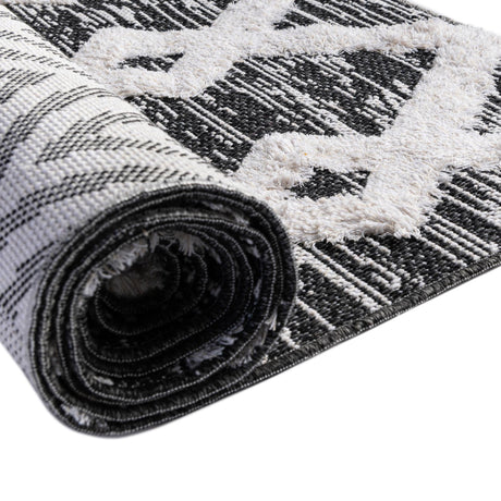 Black 2' 7 x 12' Sabrina Soto Casa Runner Area Rug 100% Cotton Geometric Pattern All Natural Material Eco Friendly Carpet for Sale at Rug Engine