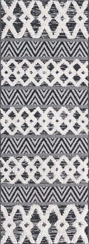 Black 2' 3 x 6' Sabrina Soto Casa Runner Area Rug 100% Cotton Geometric Pattern All Natural Material Eco Friendly Carpet for Sale at Rug Engine