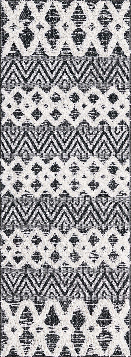 Black 2' 3 x 6' Sabrina Soto Casa Runner Area Rug 100% Cotton Geometric Pattern All Natural Material Eco Friendly Carpet for Sale at Rug Engine