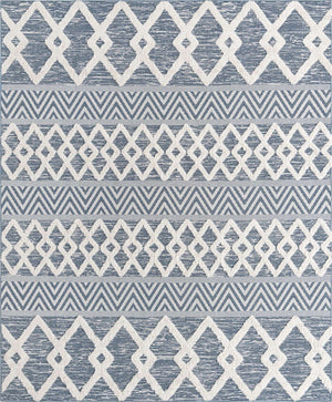 Navy Blue 8' 3 x 10' Sabrina Soto Casa Rectangle Area Rug 100% Cotton Geometric Pattern All Natural Material Eco Friendly Carpet for Sale at Rug Engine
