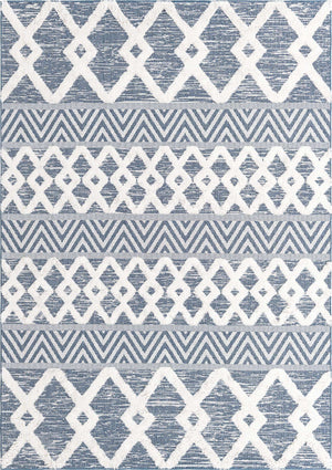 Navy Blue 6' 4 x 9' Sabrina Soto Casa Rectangle Area Rug 100% Cotton Geometric Pattern All Natural Material Eco Friendly Carpet for Sale at Rug Engine