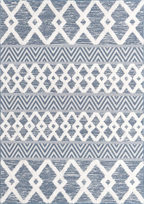 Navy Blue 6' 4 x 9' Sabrina Soto Casa Rectangle Area Rug 100% Cotton Geometric Pattern All Natural Material Eco Friendly Carpet for Sale at Rug Engine