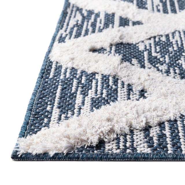 Navy Blue 5' 3 x 8' Sabrina Soto Casa Rectangle Area Rug 100% Cotton Geometric Pattern All Natural Material Eco Friendly Carpet for Sale at Rug Engine