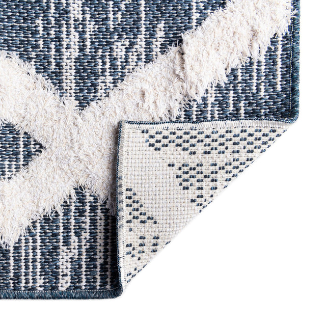 Navy Blue 4' 5 x 6' Sabrina Soto Casa Rectangle Area Rug 100% Cotton Geometric Pattern All Natural Material Eco Friendly Carpet for Sale at Rug Engine