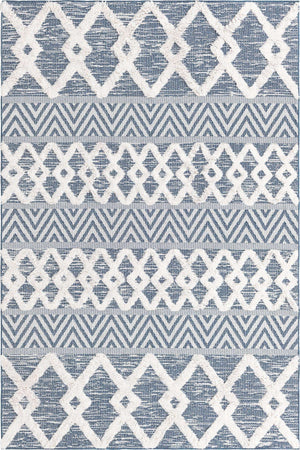Navy Blue 5' 3 x 8' Sabrina Soto Casa Rectangle Area Rug 100% Cotton Geometric Pattern All Natural Material Eco Friendly Carpet for Sale at Rug Engine